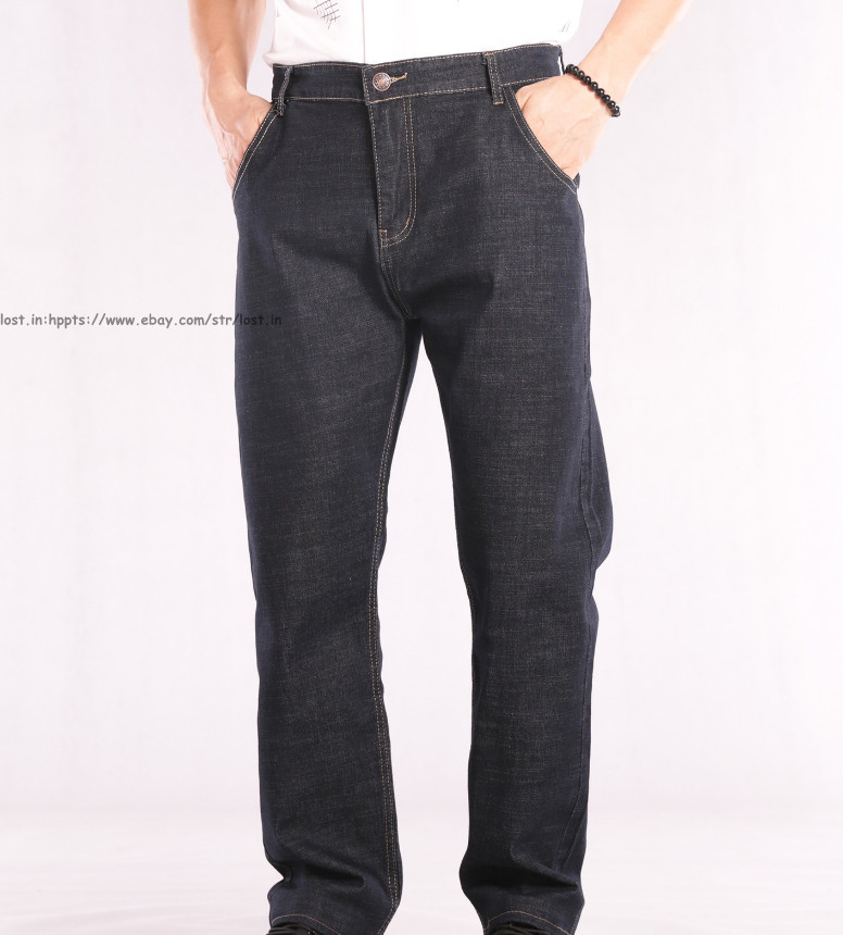 Men Plus Size Vintage Jeans Casual Straight Leg Denim Pants stretch Long Trouser