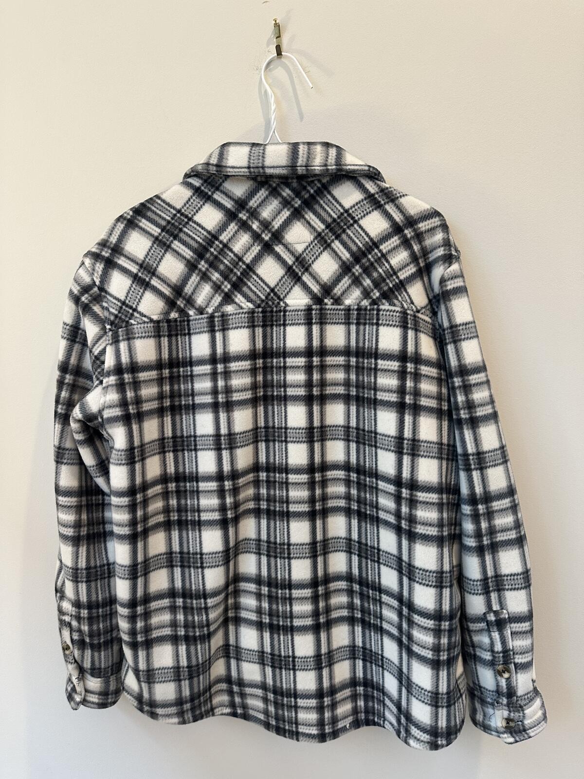 Sage Collective Gray Plaid Thick Sherpa Lined Fleece Shacket – Women’s Medium