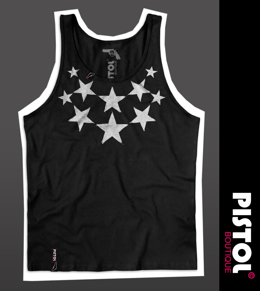 Pistol Boutique Men’s Black CHEST NECK SKETCH STARS Vest Top Singlet Tank