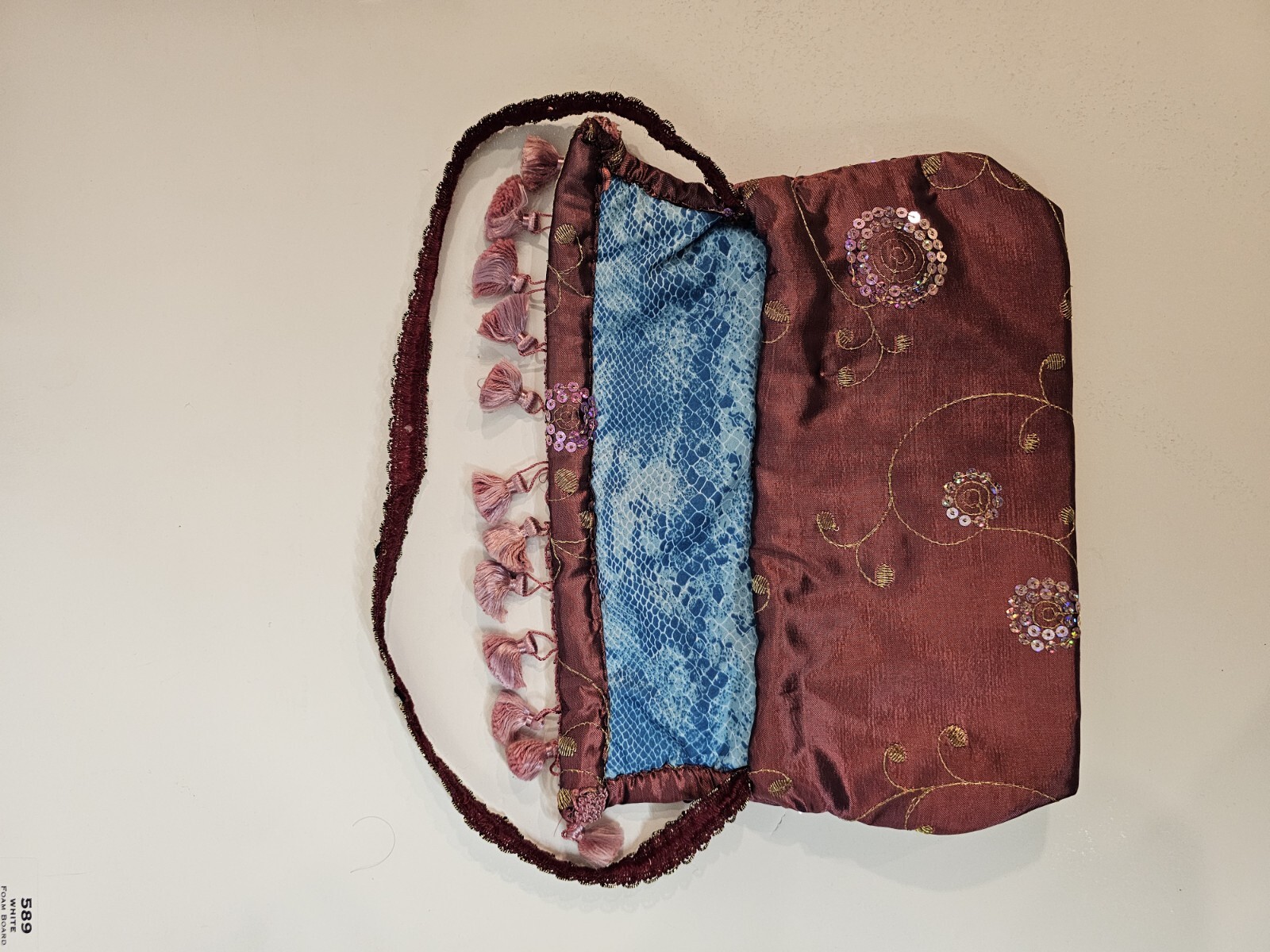 Beautiful Handmade Shoulder Bag Purse With Sequin and Tassels Y2k Retro Look