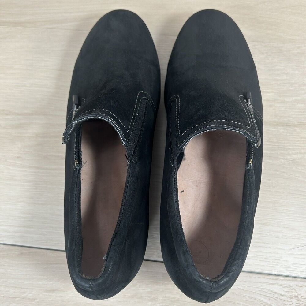 Munro Napoli Zip Bootie Loafer Shoe Comfort Black Suede Leather US 6.5 NO INSOLE