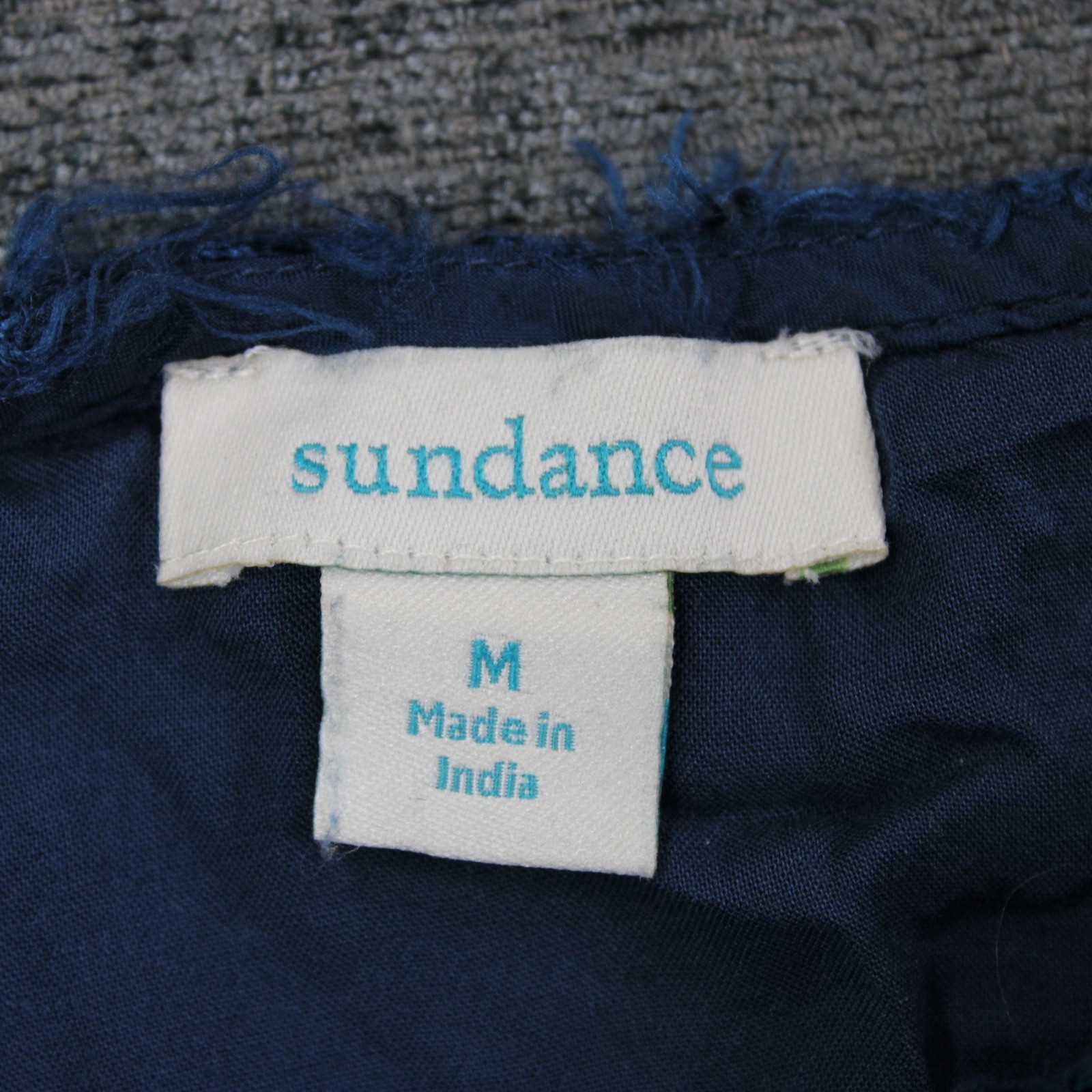 Sundance Blue Embroidered Floral Boho Blouse Top Women Medium Raglan Sleeve