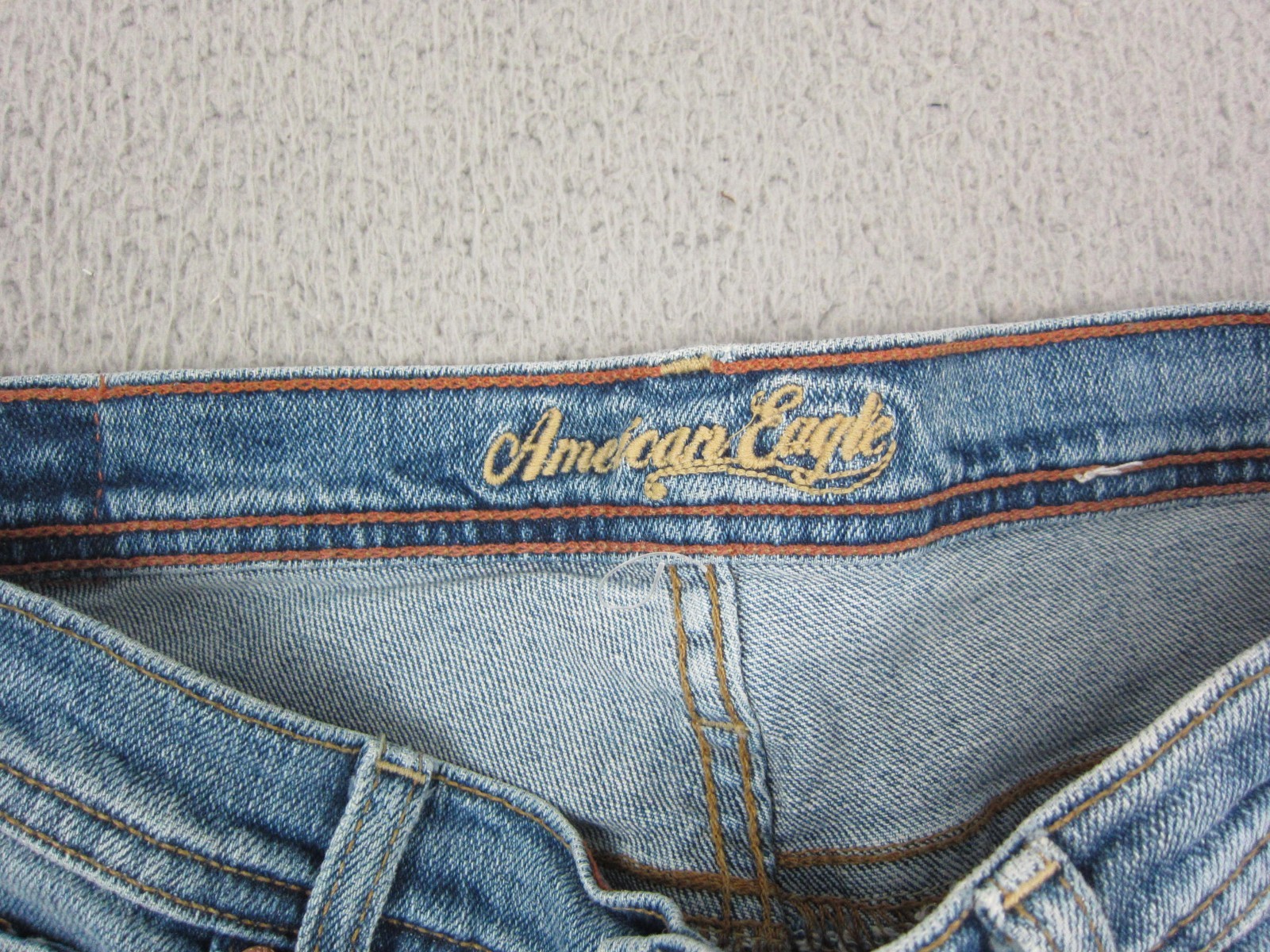 American Eagle Jeans Womens 4 Reg Blue Stretch Skinny Flare Denim Distressed