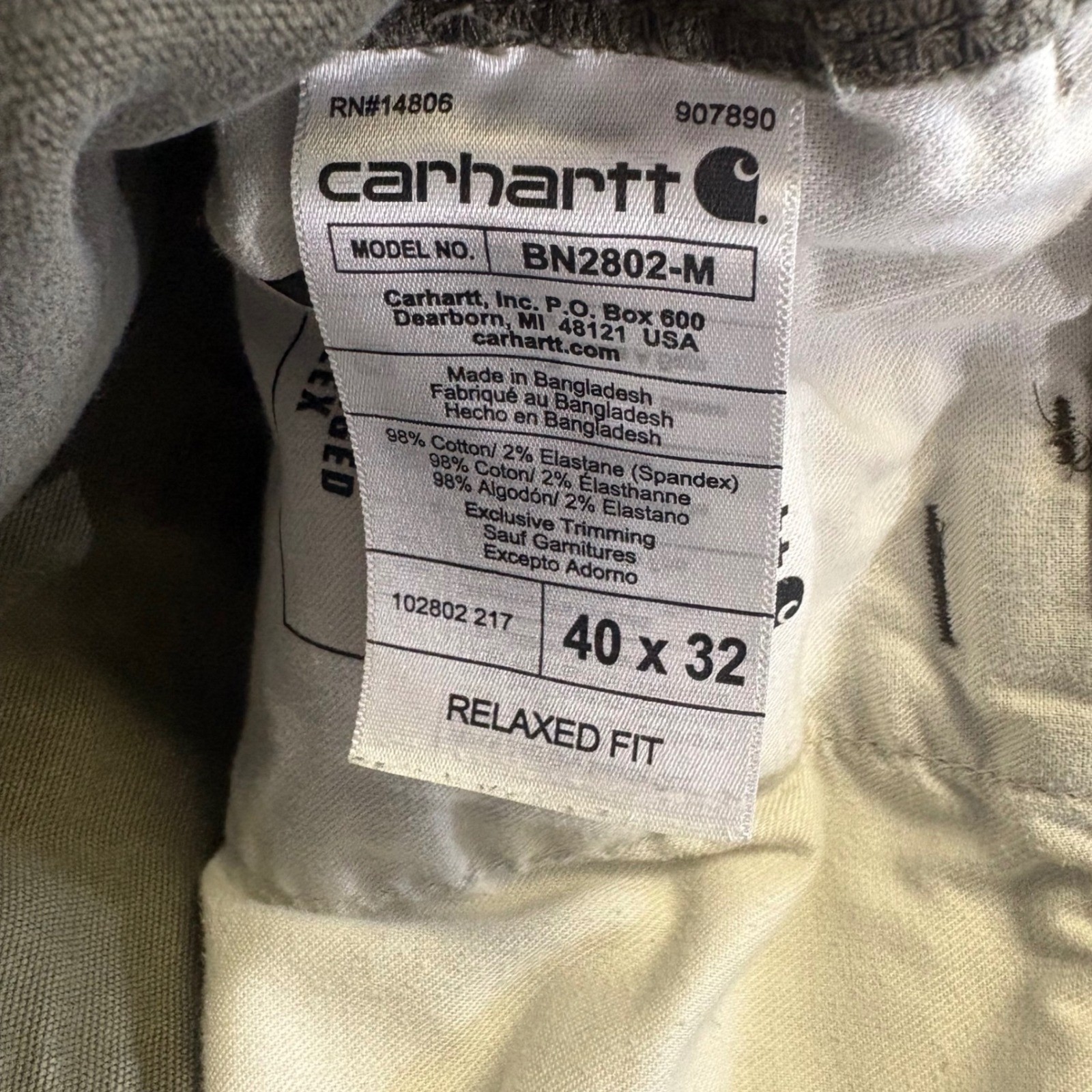 Carhartt 102802-217 Relaxed Fit Double Knee Work Pants Tarmac 40×32 Mens