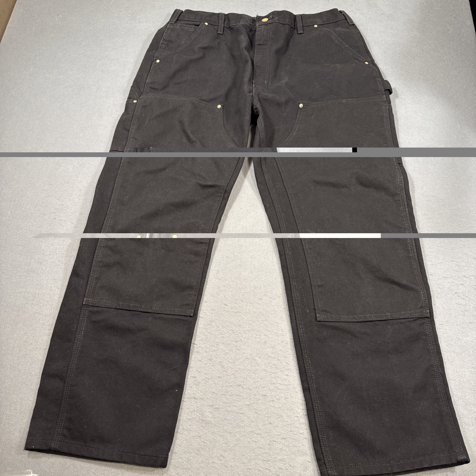 PANTS DOUBLE KNEE Carhartt B01 BLK Dungaree Fit Work Mens 38×30 Black