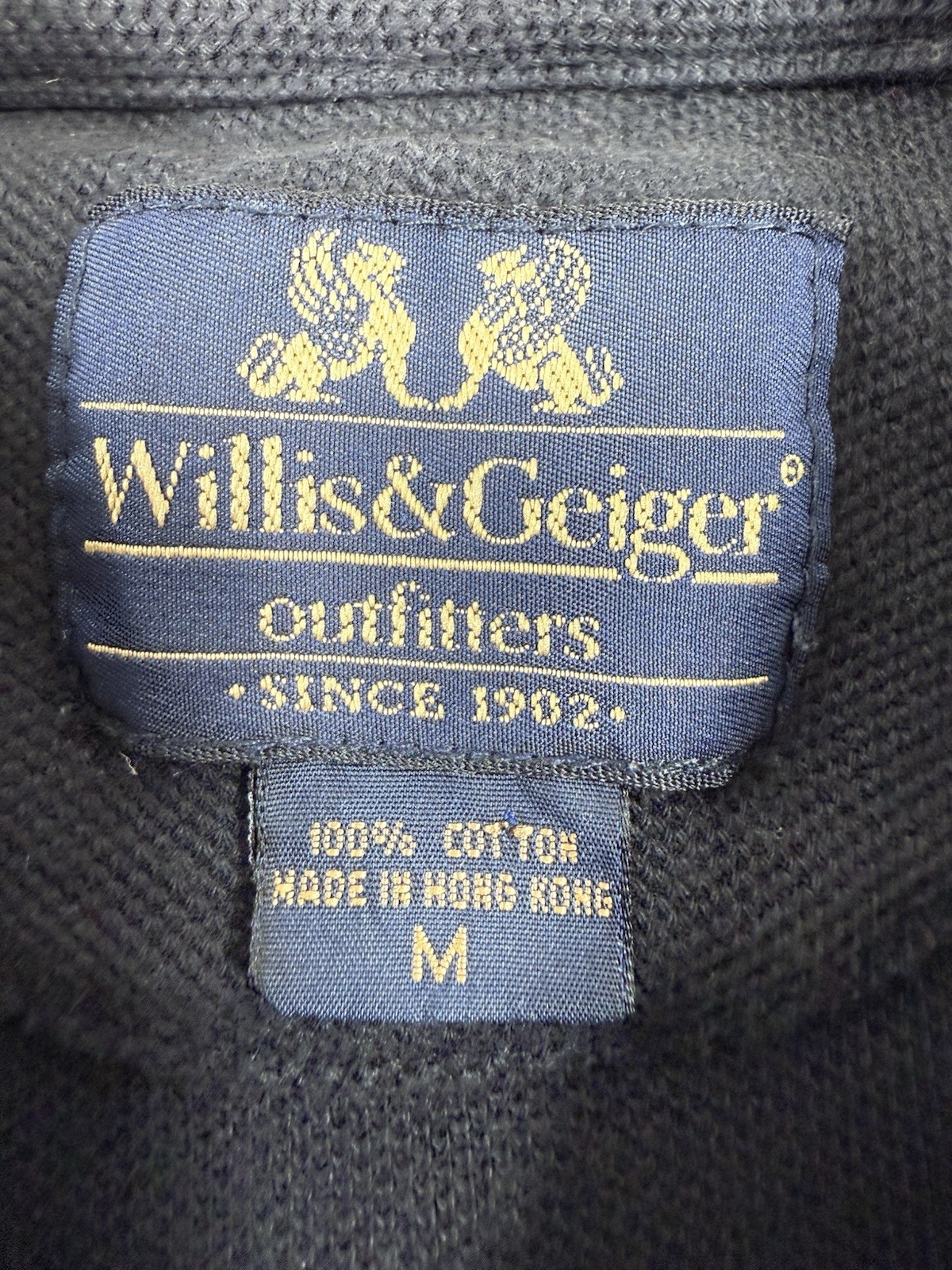 Vtg Willis Geiger Mens Polo Shirt Crest Medium Oversized Heavyweight Hong Kong