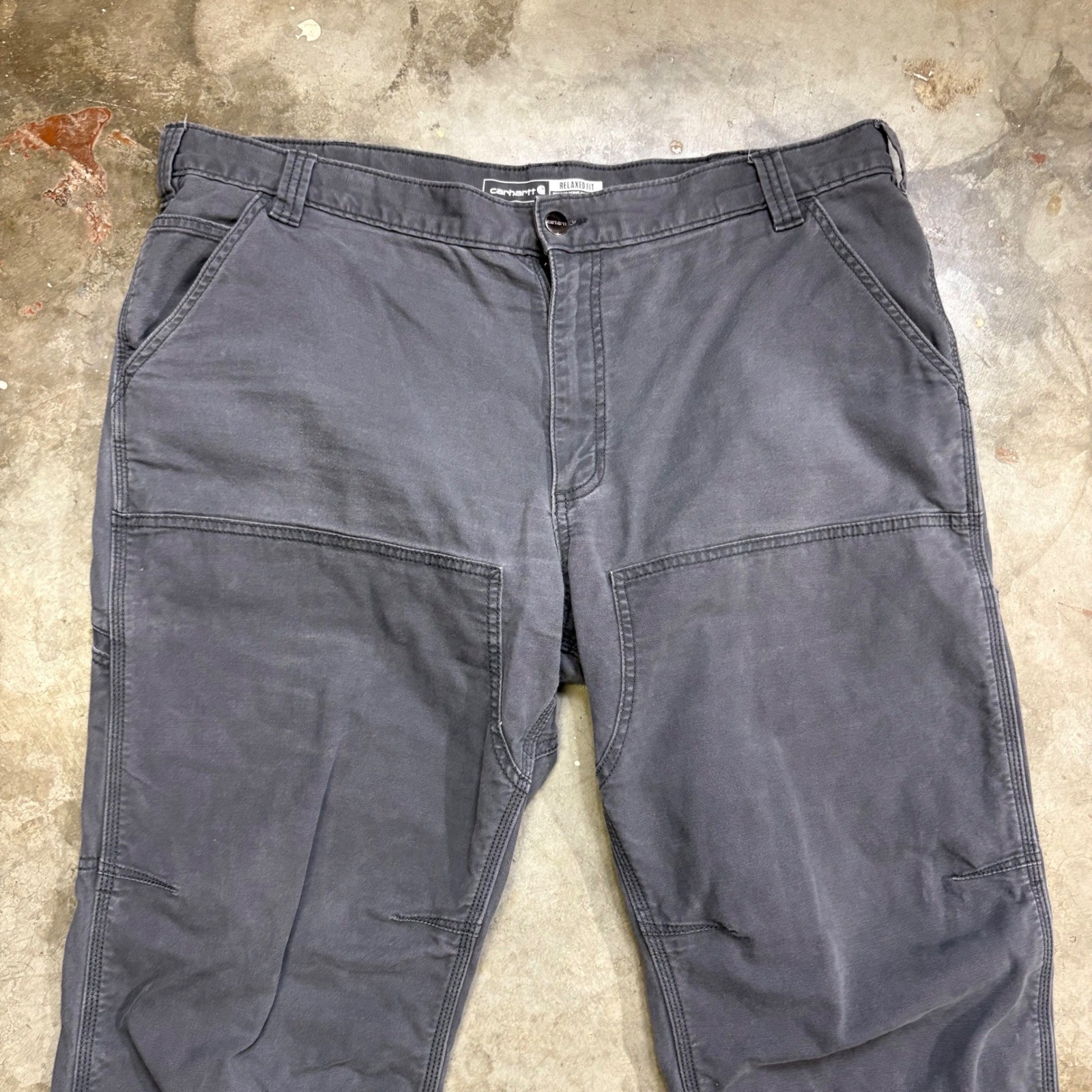 Carhartt 102802-029 Relaxed Fit Double Knee Pants Mens 40×32 Shadow Grey Stretch