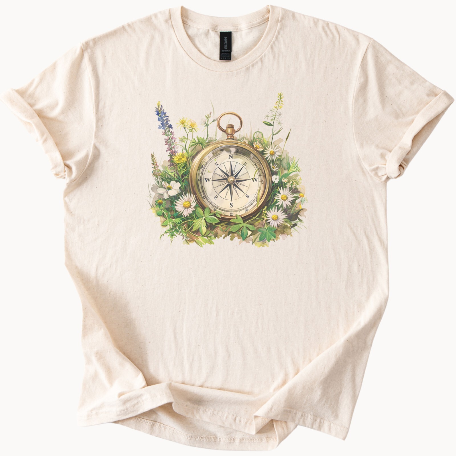 Floral Compass Tee Nature Shirt Wanderlust Top Adventure Clothing
