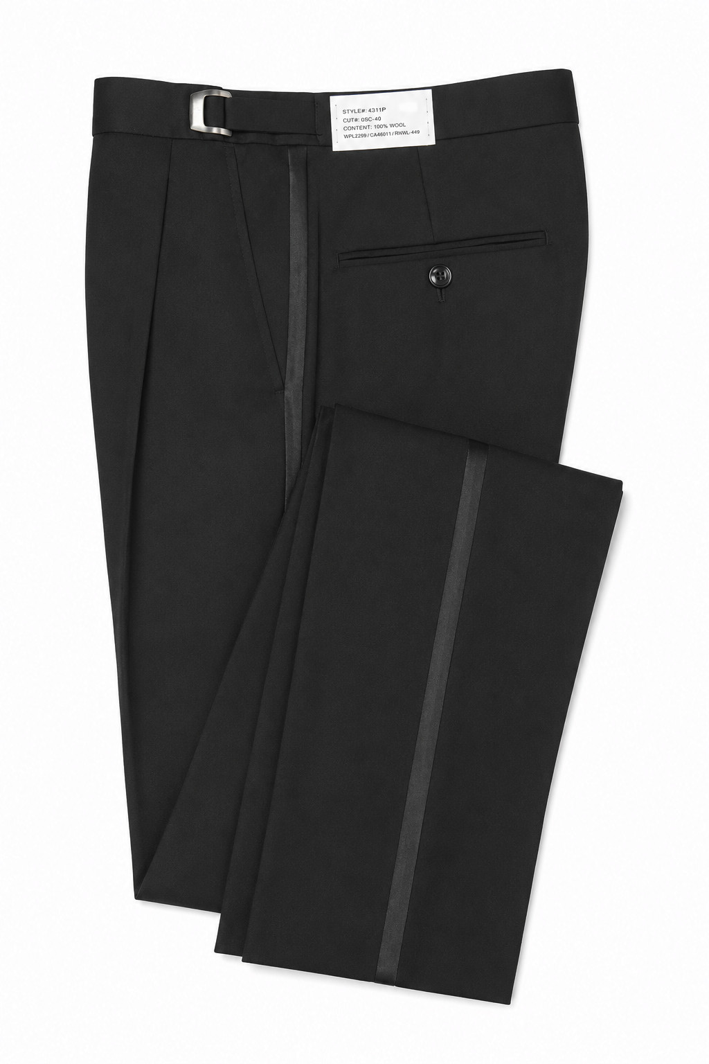 New Men’s Black Wool Tuxedo Pants Single Pleat Front Regular Rise 27-29″ Waist