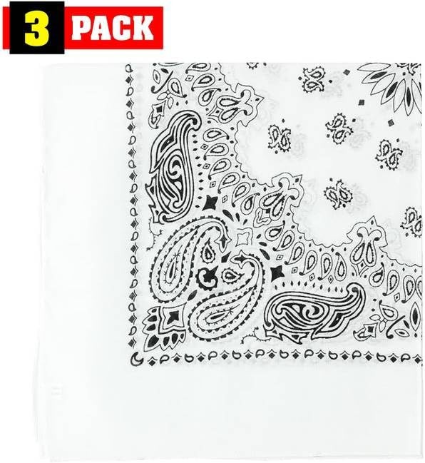 Trainmen Paisley Bandanas Head Scarf Do-rag 100% Cotton Bandanna 22″ x 22″ 3Pack