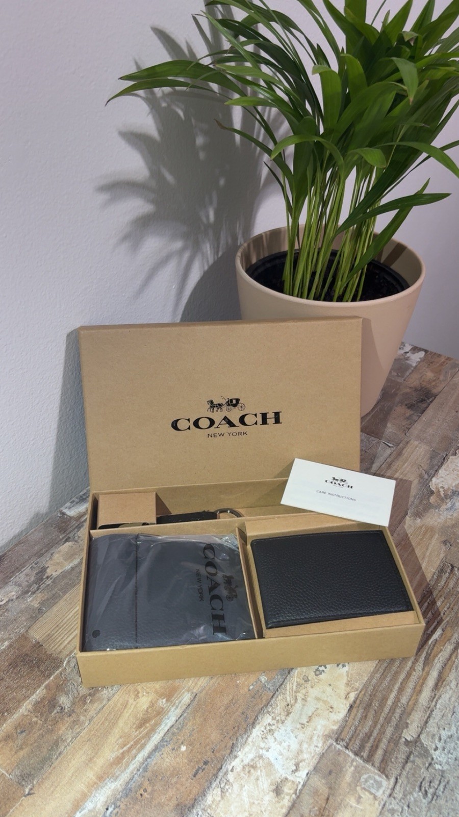 Coach Men’s 3-in-1 Wallet Boxed Gift Set Signature Black Leather