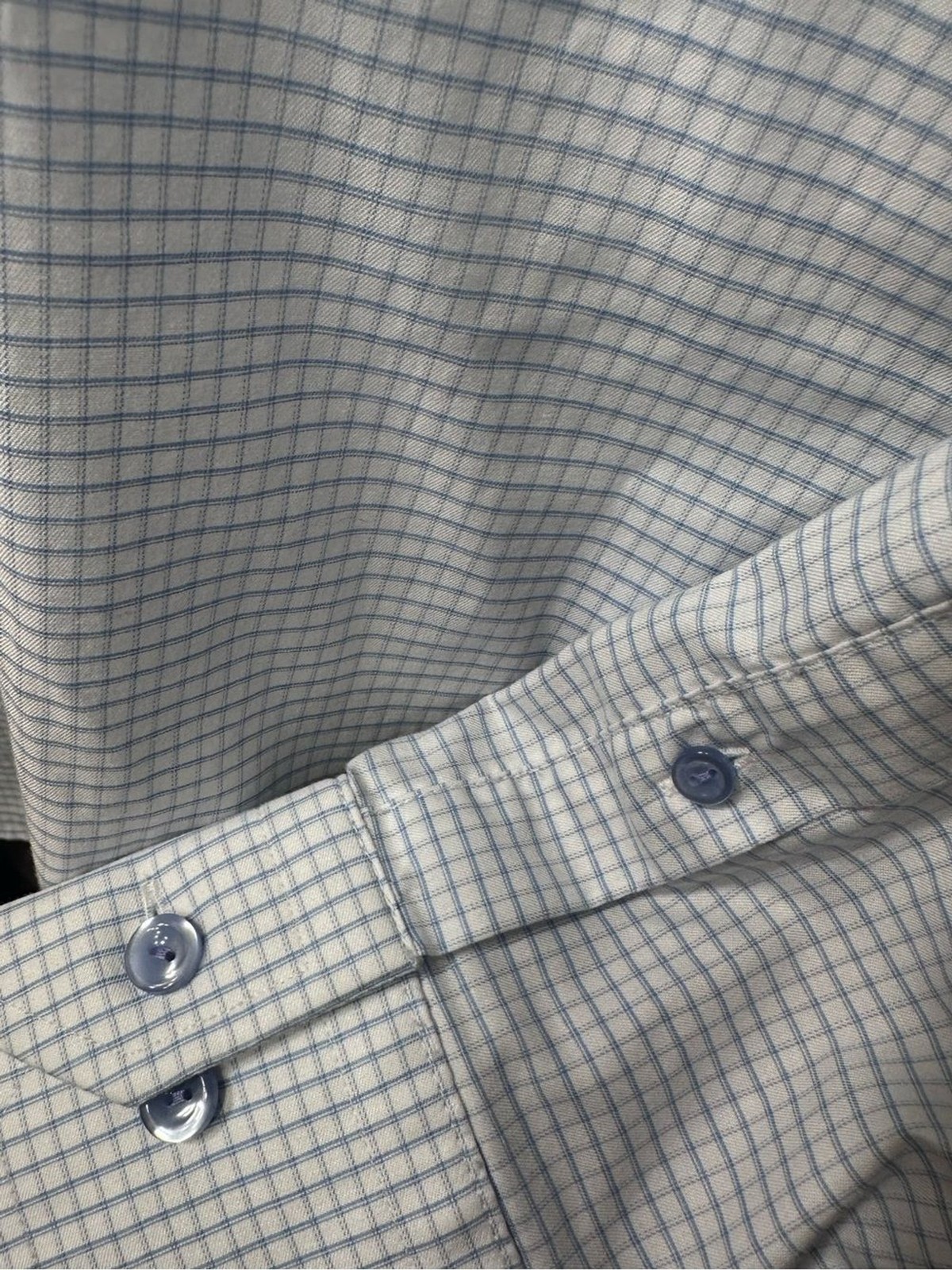 Eton Contemporary Fit White and Blue Mini Check Dress Shirt 15.5 / 39