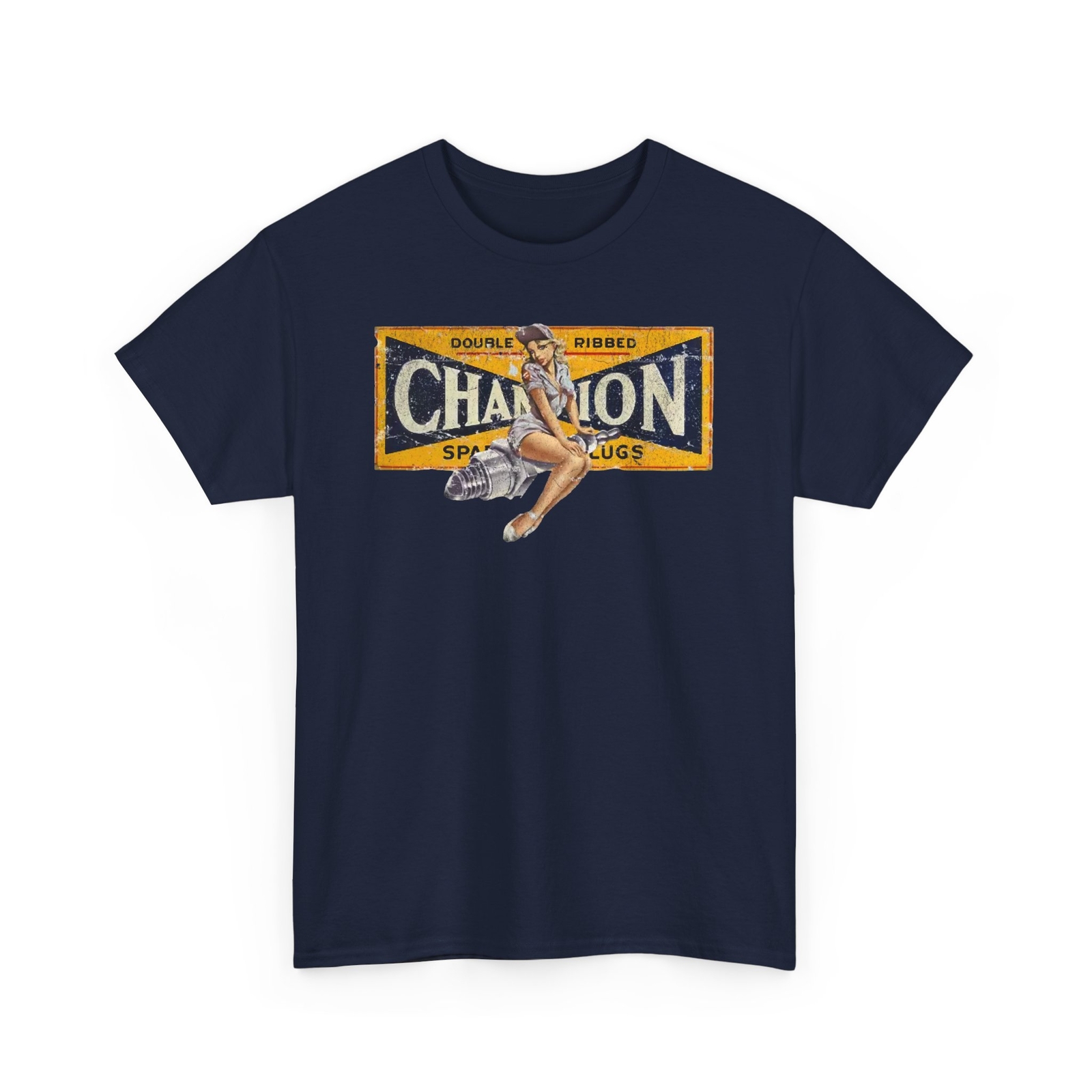 Champion Spark Plugs – Car Motorcycle Retro – 3 Colors – Heavy Cotton T-shirt