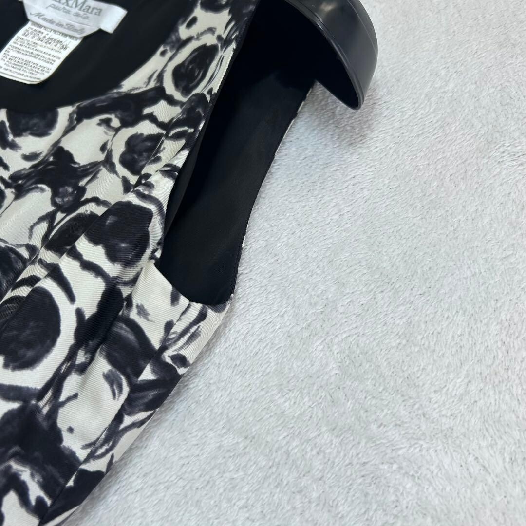 Max Mara Geometric Silk Sheath Dress Black White Sleeveless Lined Auth