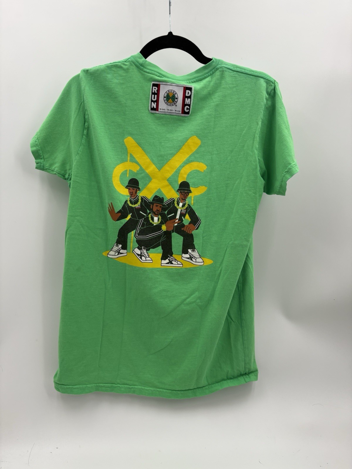 Cross Colours x RUN DMC CXC Graphic Men’s Green Shirt Small Pose