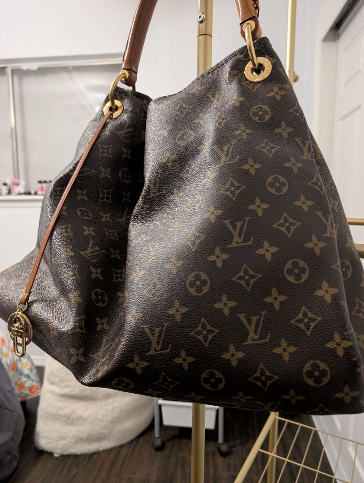 Louis Vuitton Monogram Large Shoulder Bag Brown Braided Handle Detachable Strap