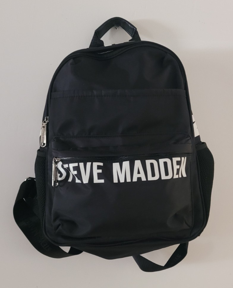 Steve Madden Nylon Logo Backpack, Pink and Black Set, Steve Madden Backpack Set