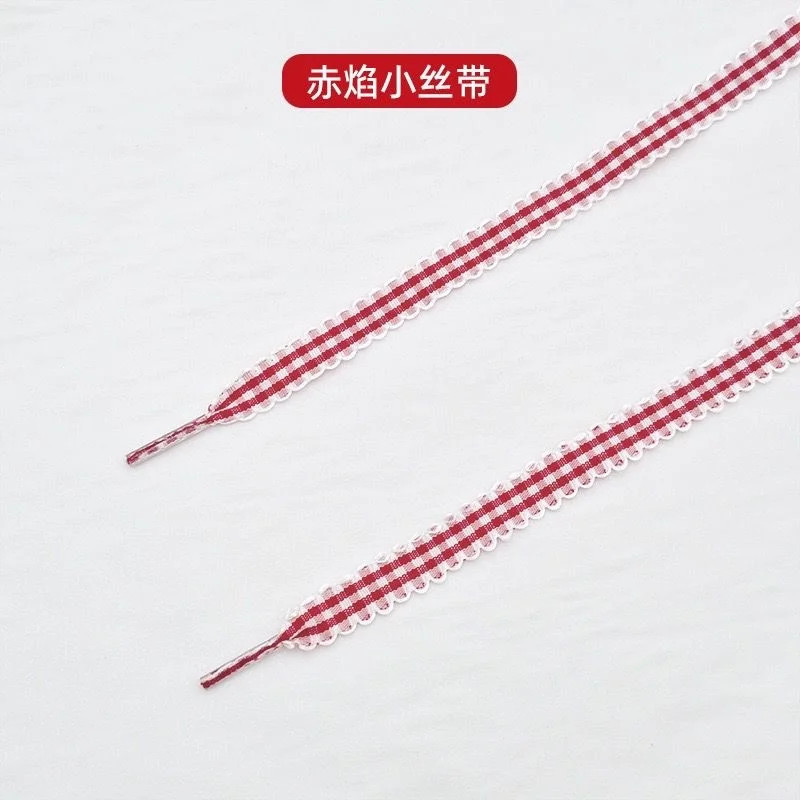 1 Pair 1cm Wide Ribbon Grid Flat Shoelaces Length 120cm Trendy DE Training Shoes