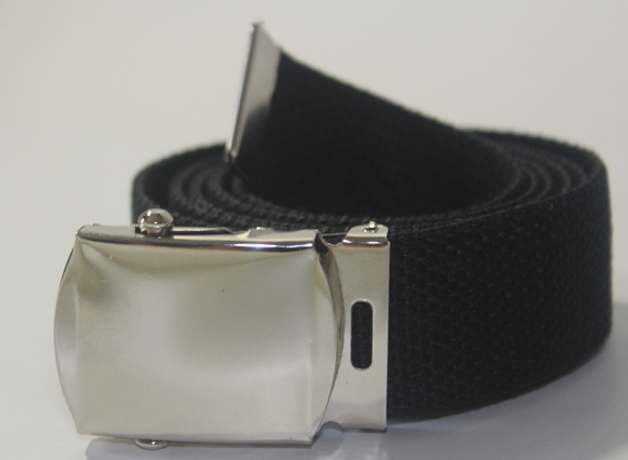 NEW BLACK BELT 26″ 27″ 28″ 29″ In. WAIST CANVAS MILITARY WEB CHROME SLIDE BUCKLE