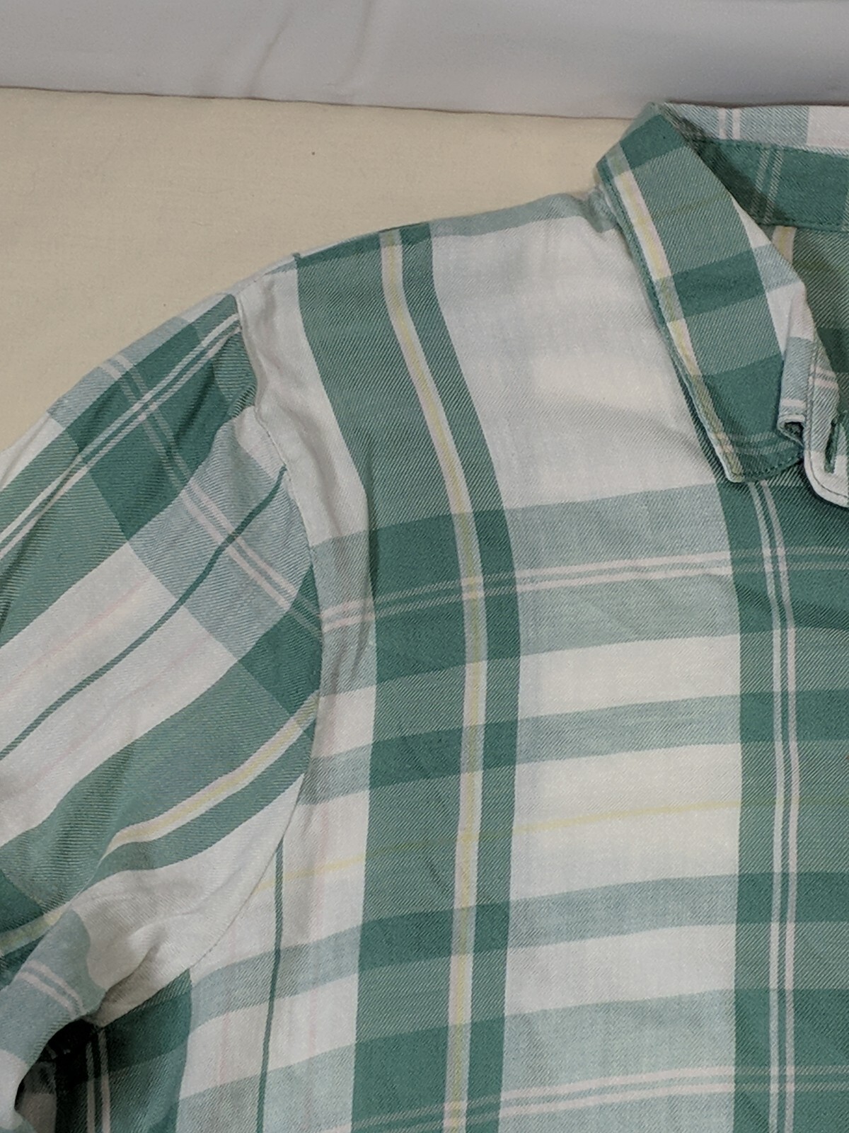 THERE ABOUTS Girl’s Green/White Plaid 1/2 Button L/S Flowy Blouse size 3XL NWT