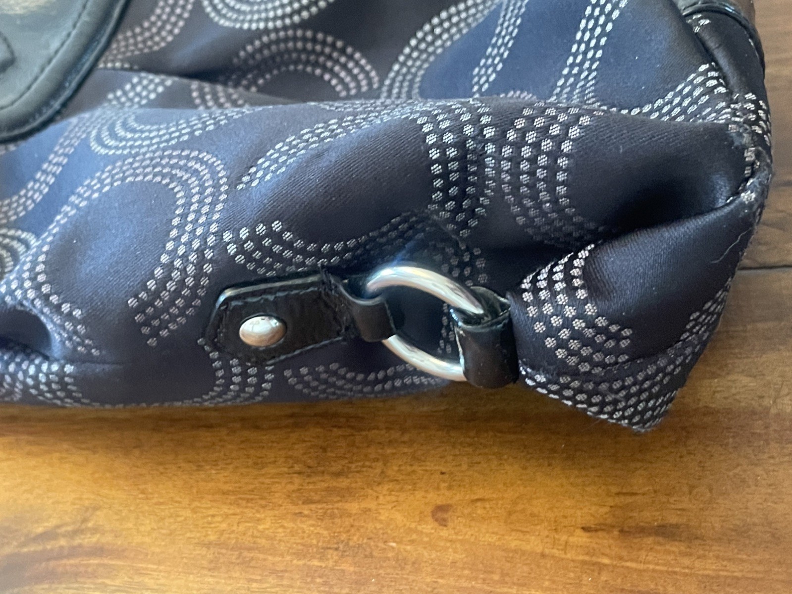 Coach Ashley Dotted Op Art Carryall Shoulder Bag F20049 black excellent