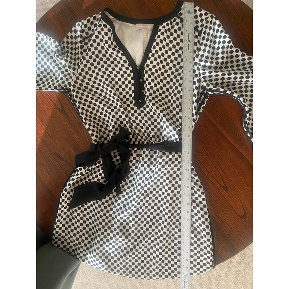 Banana Republic Black Cream Geometric Print Tie Waist Shift Dress Size 2