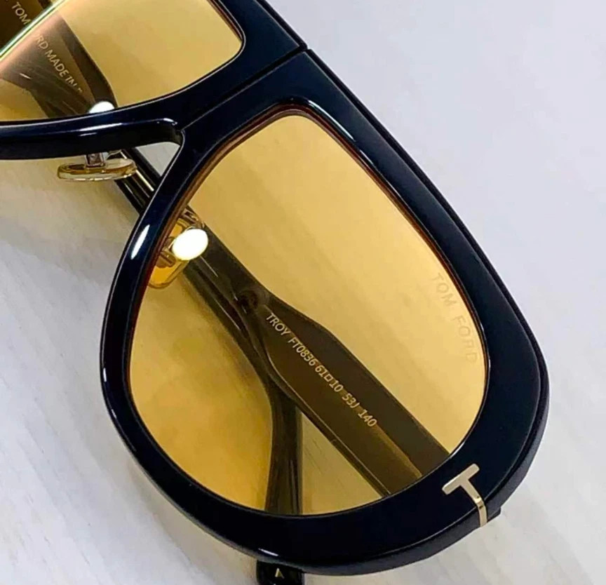 Tom Ford Troy Sunglasses FT0836 Black/Yellow 61-10-140mm With Case New