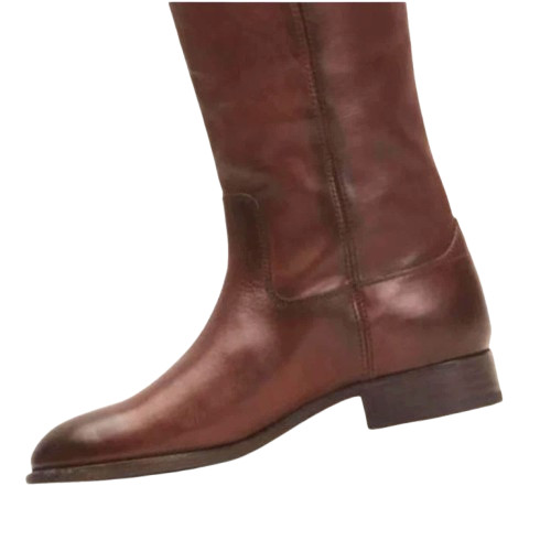 Handmade Brown Genuine Leather Tall Riding Boots Men’s Equestrian Custom Made
