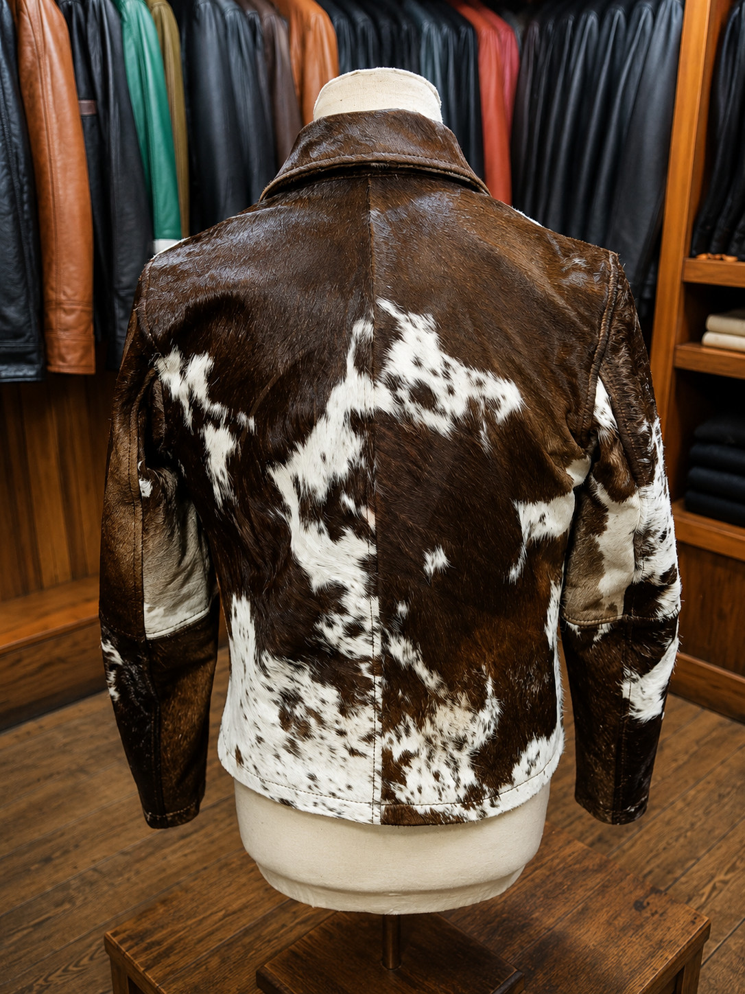 Men’s Genuine Cowhide Leather Jacket Natural Hair-On Pony Skin Western Biker