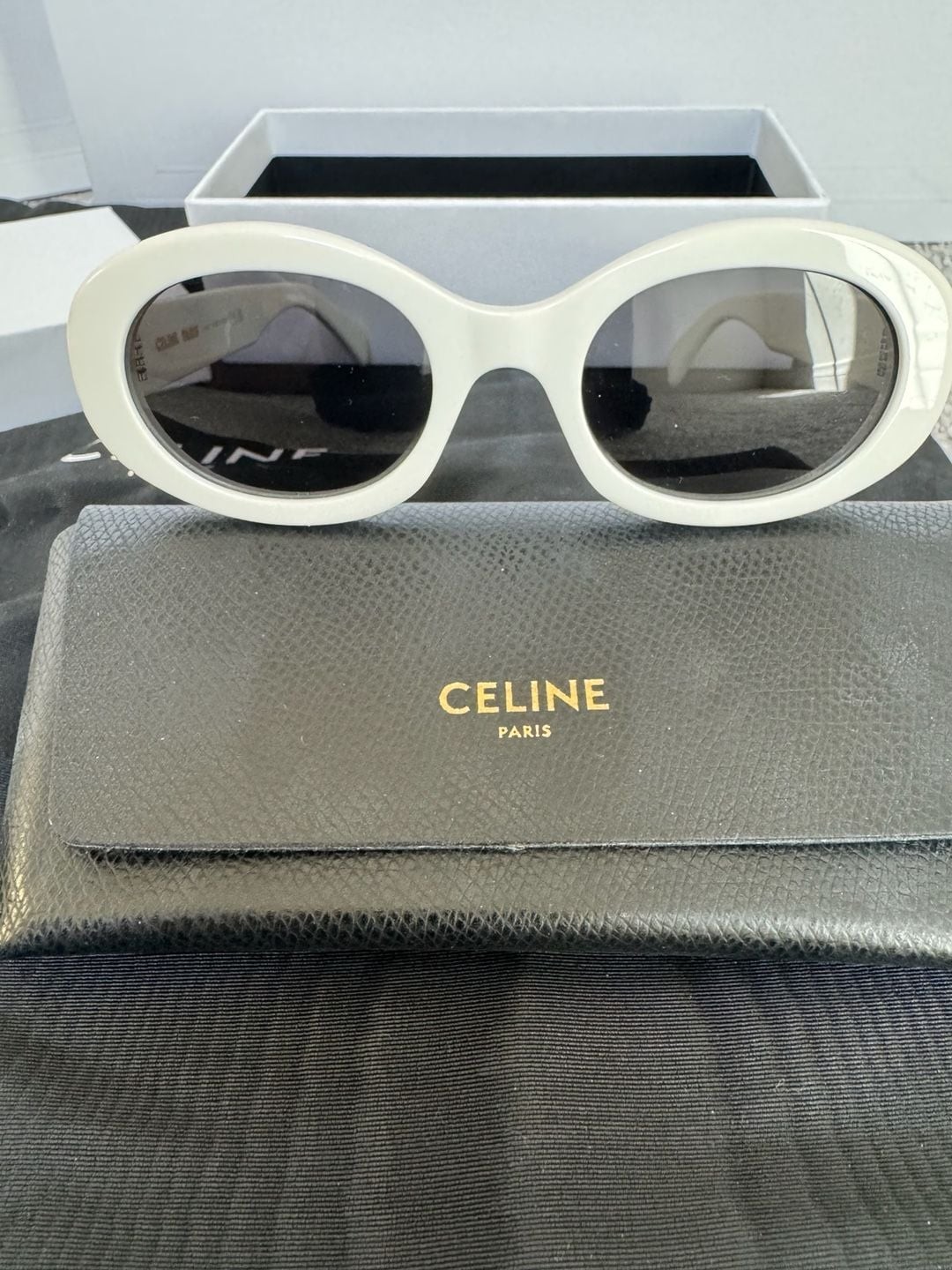 Celine Triomphe 01 CL40194U Oval Sunglasses in Ivory Acetate