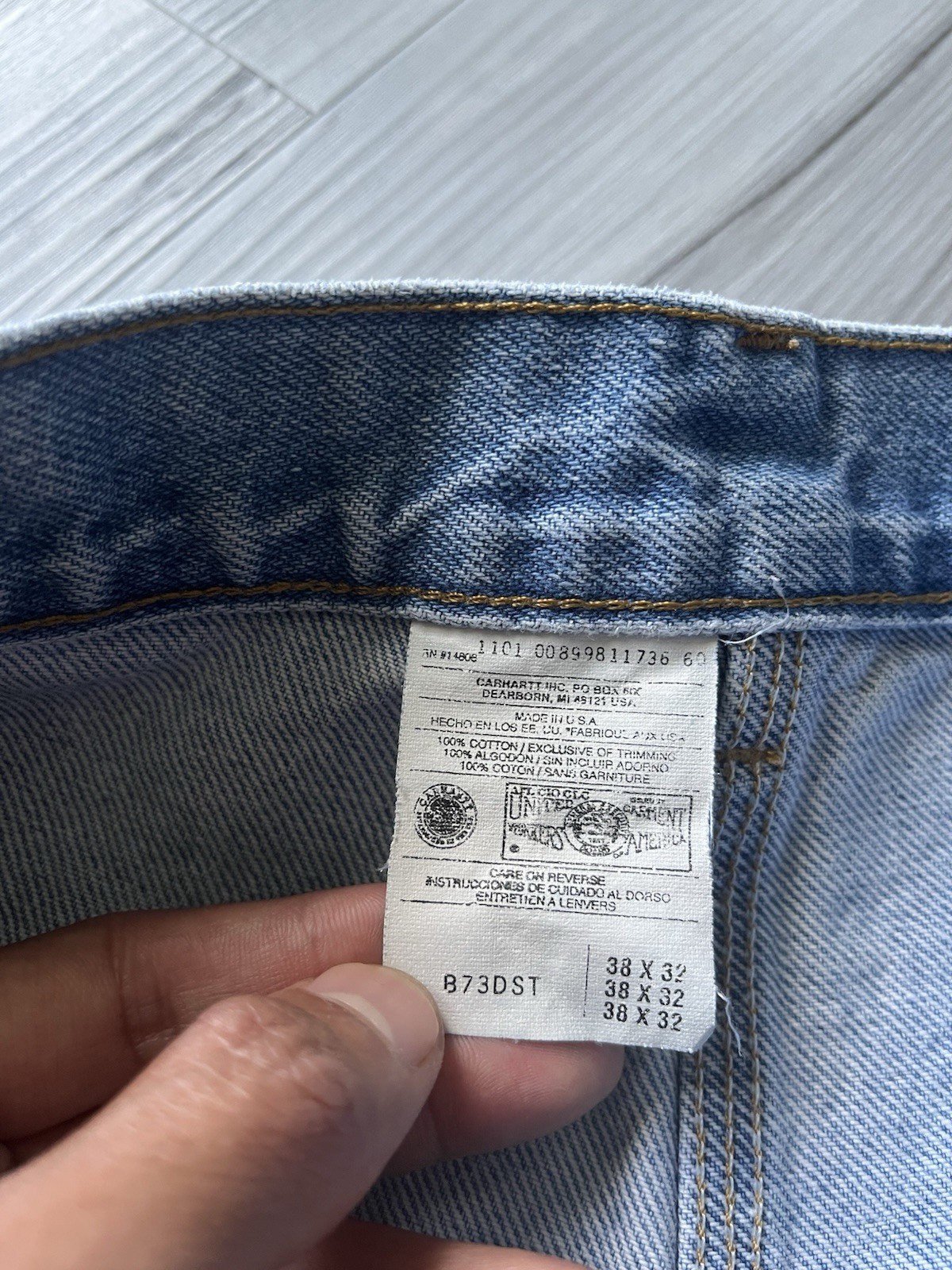 Vintage 2001 Carhartt B73 DST Double Knee Light Wash Jeans – 36×31 MADE IN USA