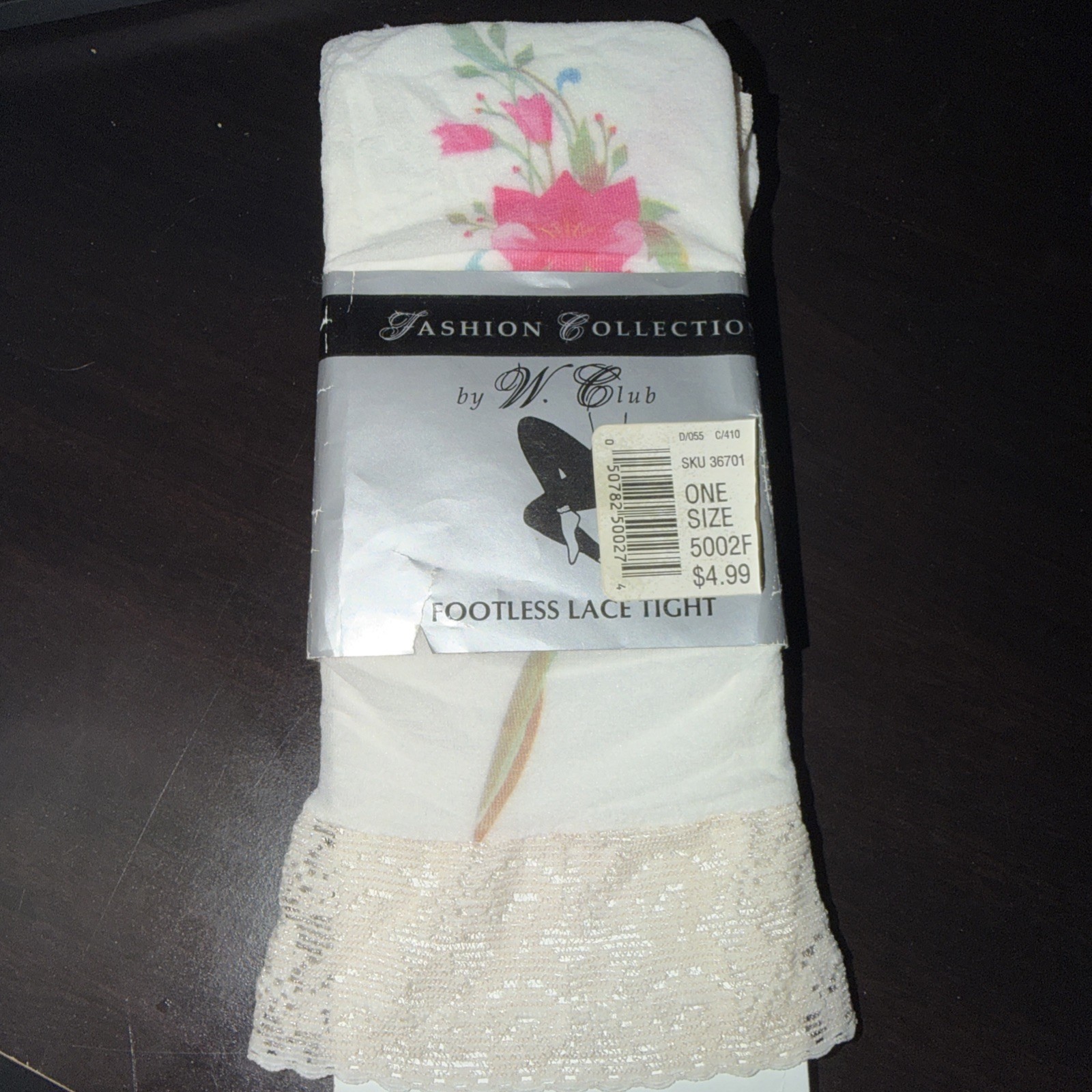 Vintage Floral Footless Lace Tights One Size Made in USA