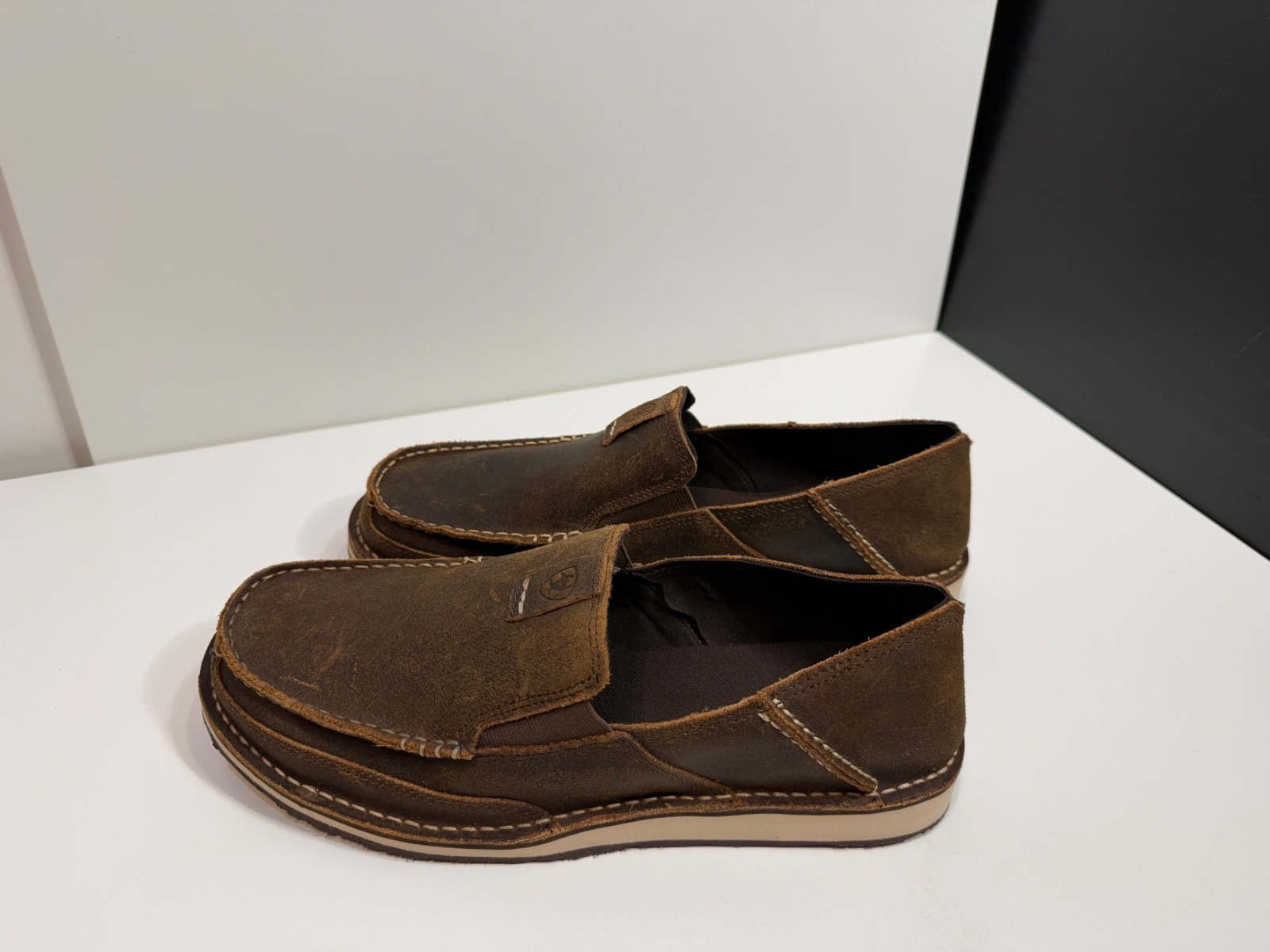 ARIAT MENS CRUISER SLIP ON LEATHER SHOES ROUGH OAK US 11 EE UK 10 W EUR 44.5 W