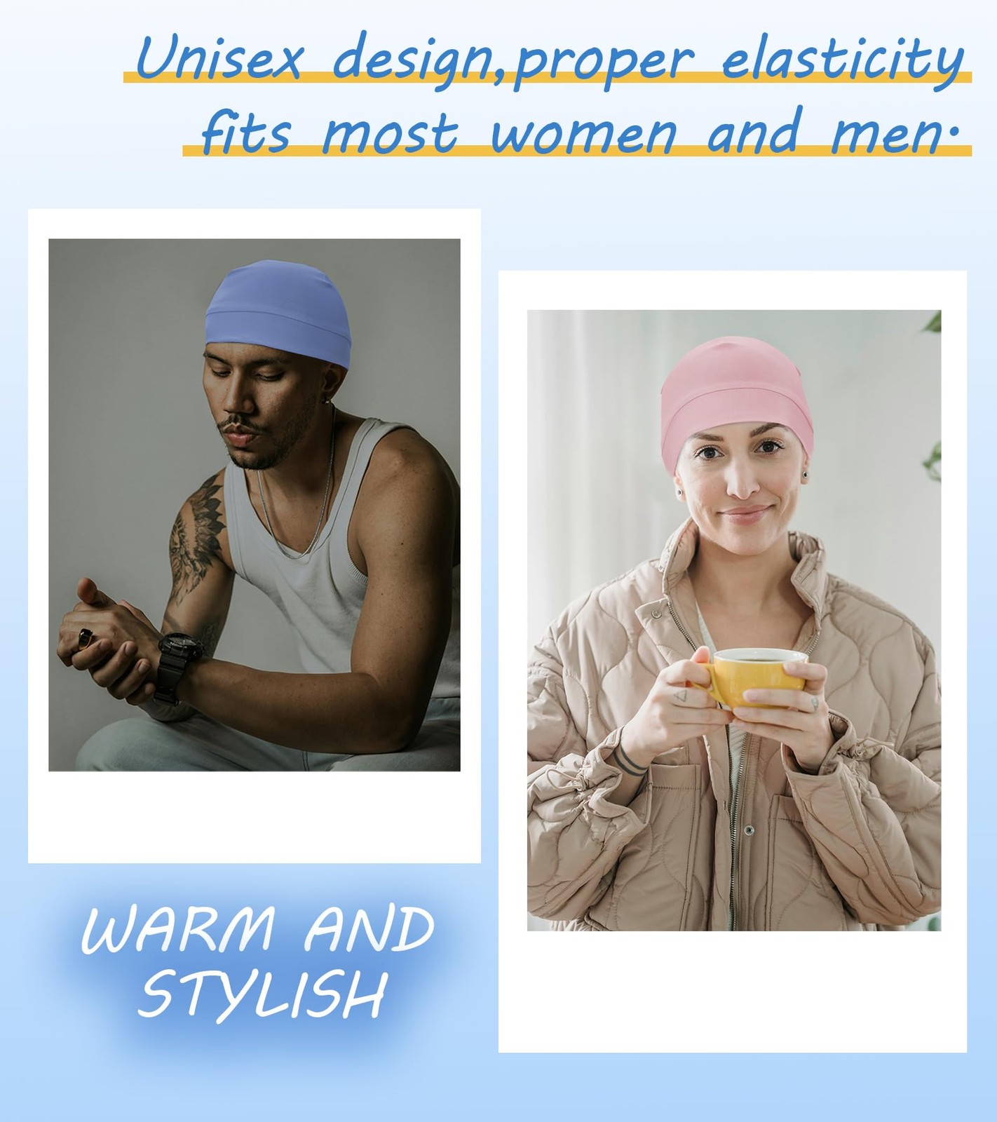 3 Pack Cotton Skull Cap Beanie Lightweight Sleep Hat Chemo Headwear for MenWo