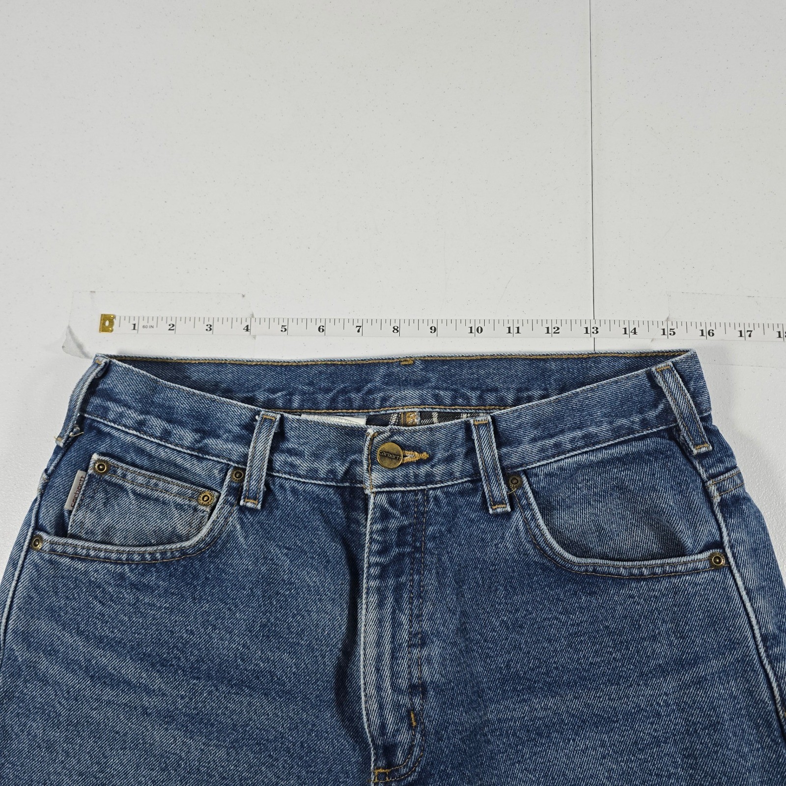 Carhartt B172 DST Flannel Lined Relaxed Fit Jeans Mens 31×30 Dark Stonewash Blue