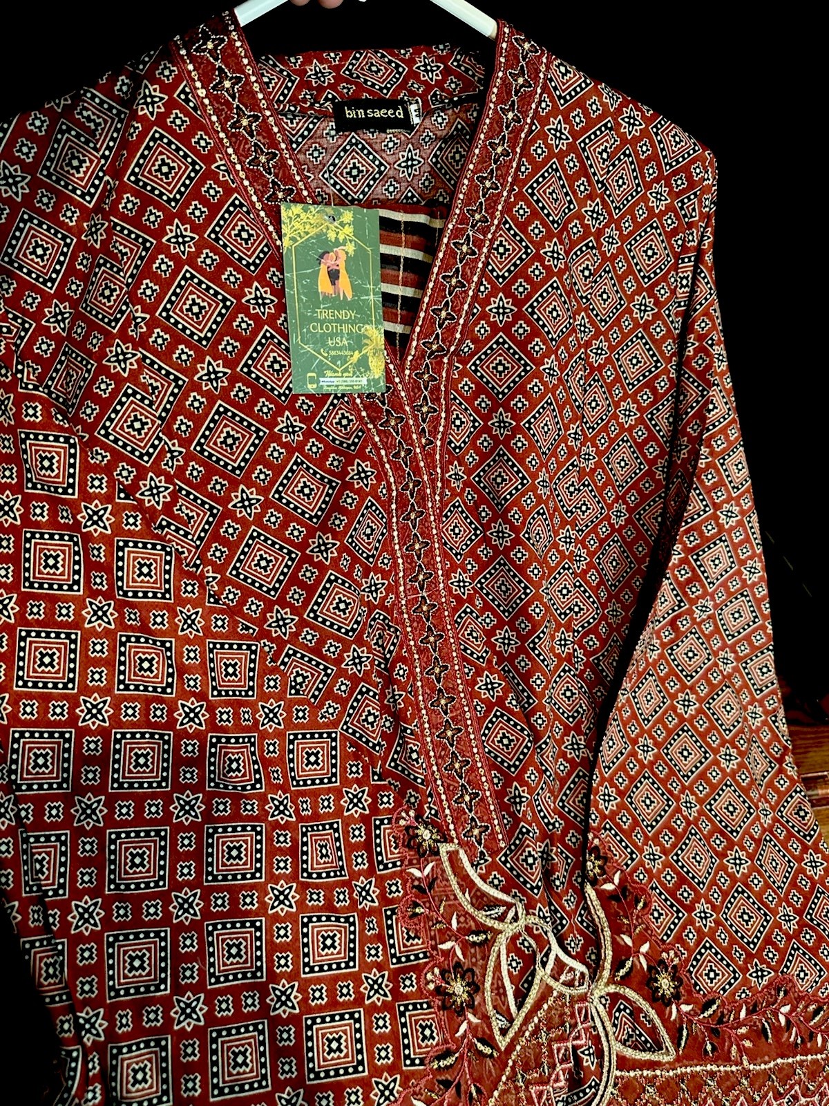 Bin Saeed Lawn Cotton 3 Pc Suit-premium Cut Work Emb- Aline Style-M – $44
