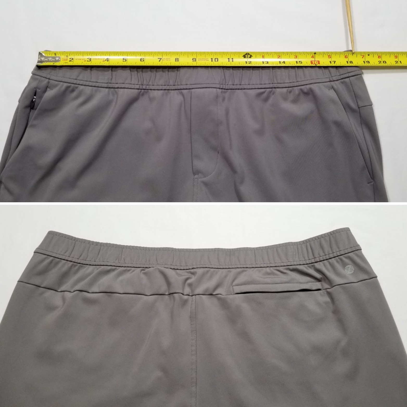 Z by Zella Men L Gray Activewear Straight Pants Pull On Elastic Waist Faux Fly