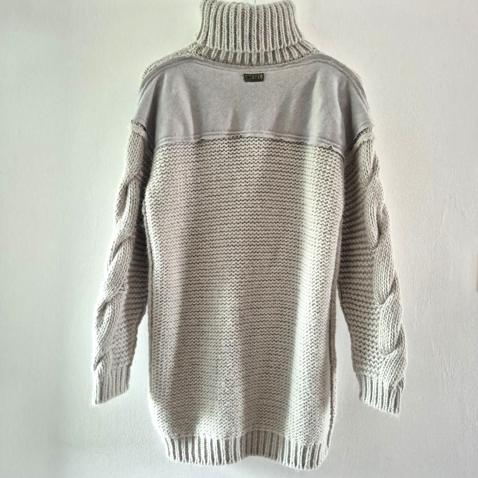 Diesel wms Chunky Cable Knit Jumper M Wool Blend soft Grey