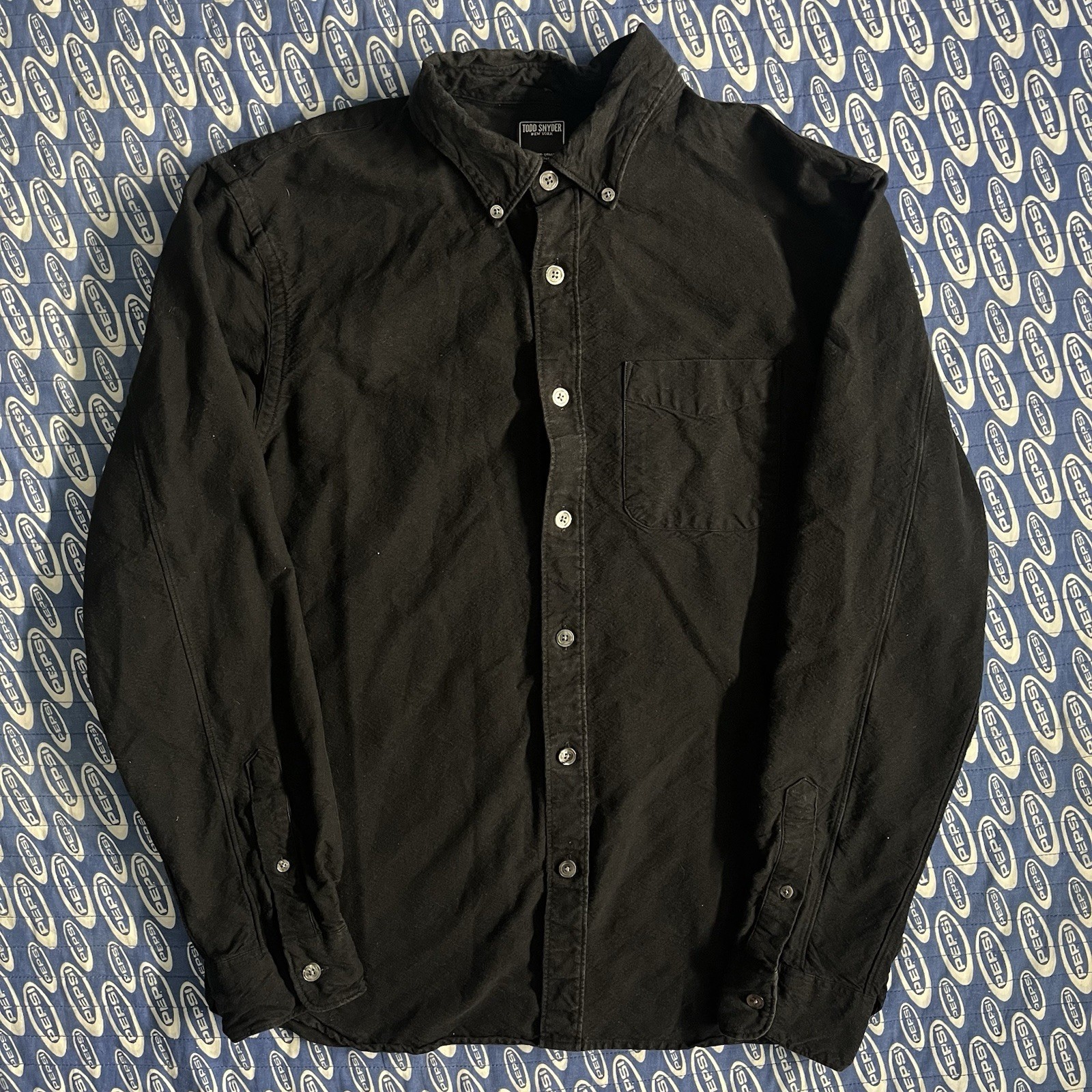 Men’s Todd Snyder Stealth Black Button Shirt Long Sleeve Size Medium BK01