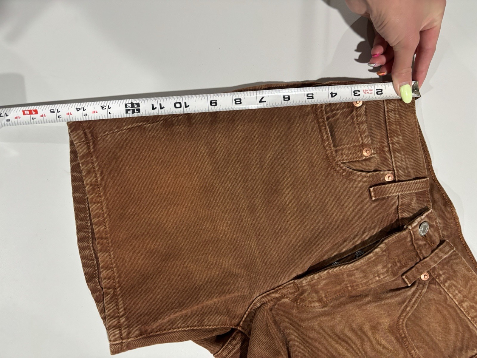 Levi’s Premium 501 Womens Brown Cotton Denim Shorts Button Fly 5-Pocket xs