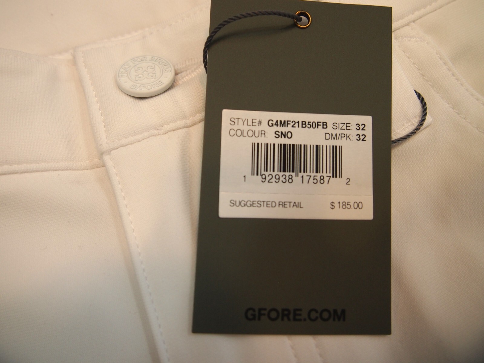 G/FORE Performance Fabric 4-way Stretch Tour 5 Pocket Pant NWT $185 32 x 32 Snow