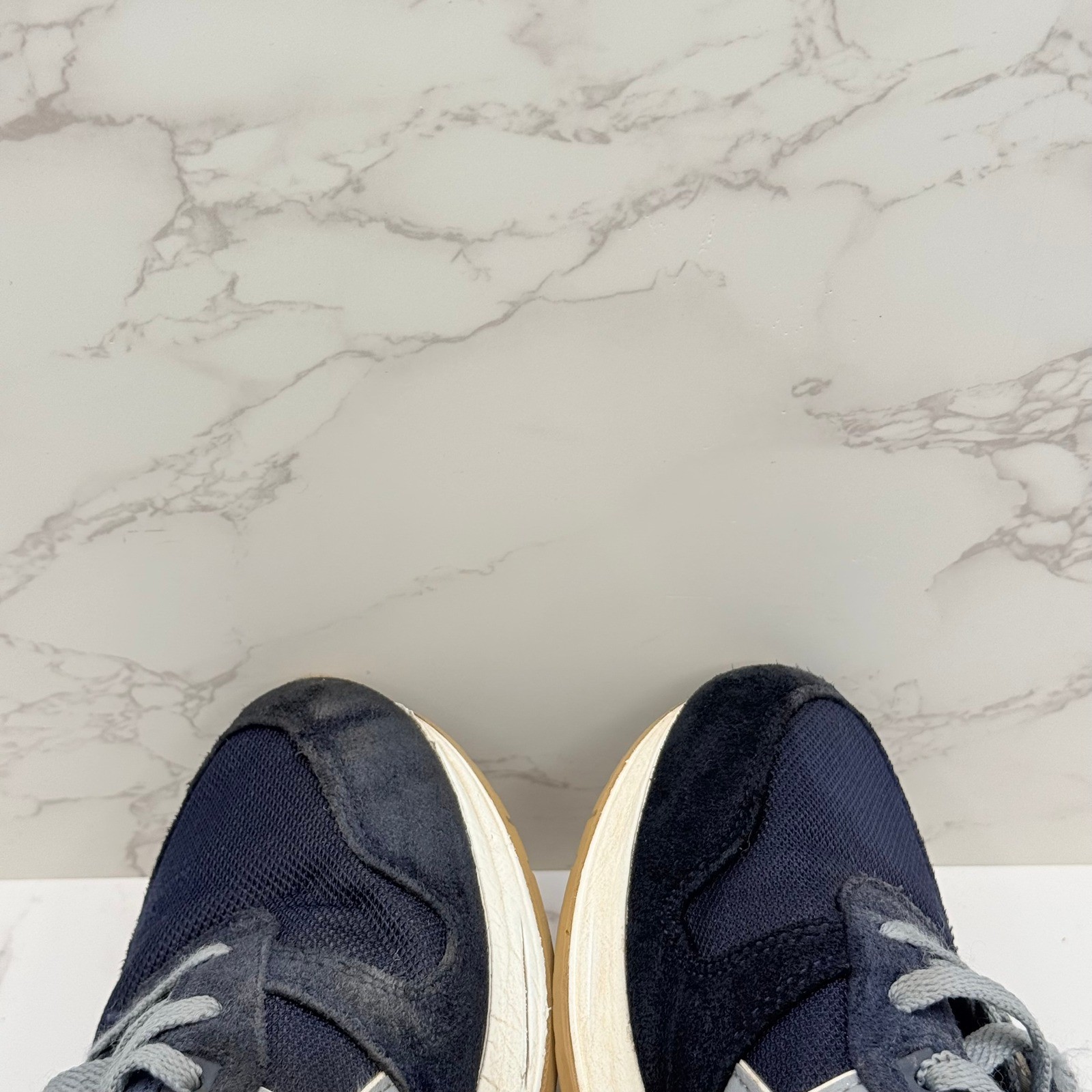 ASICS Lyte Classic Mens Navy Blue Grey Suede Mesh Sneakers 1201A477 Size 9.5