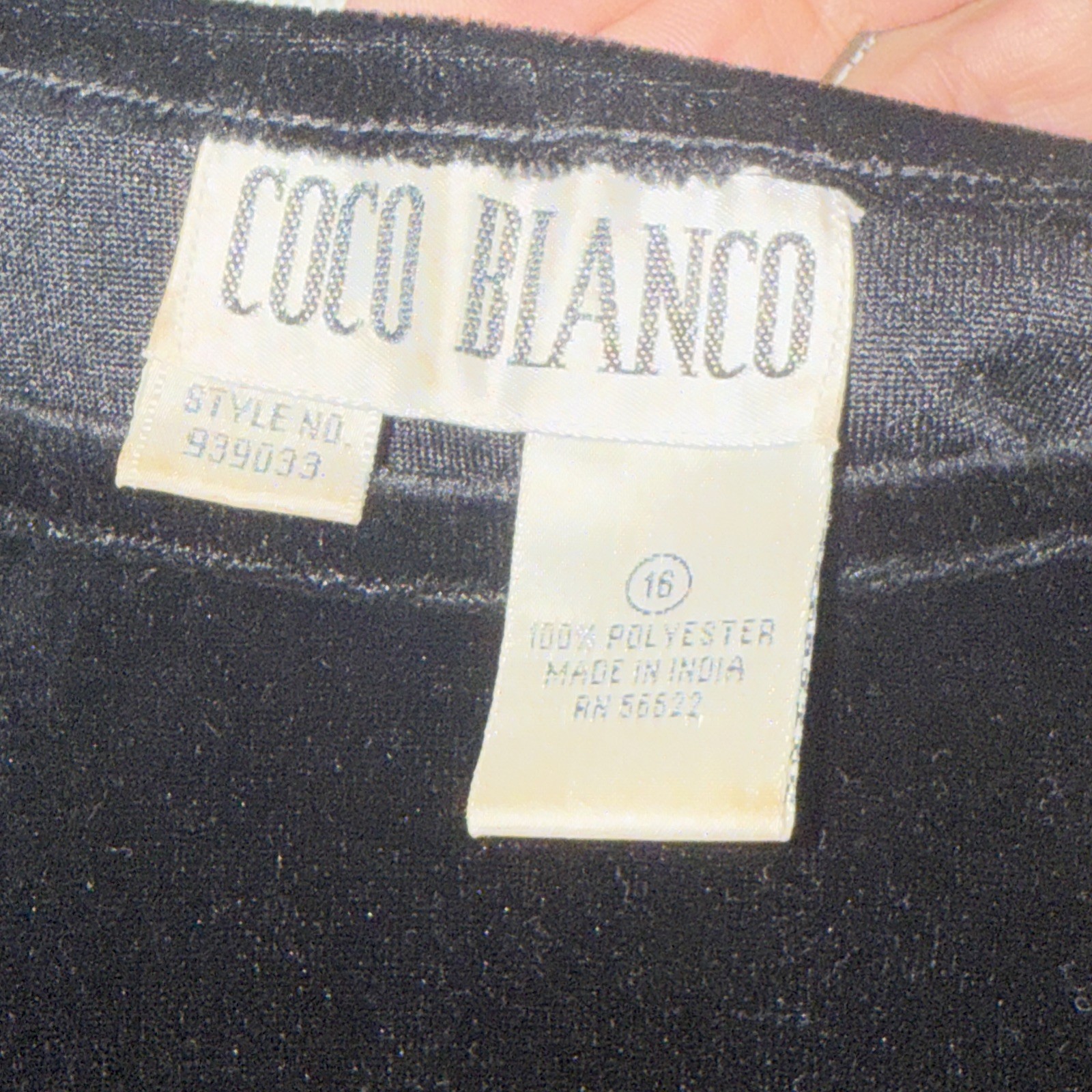 Vintage Coco Bianco Black Opaque Stretch Velvet Fit & Flare Dress Size 16 Goth