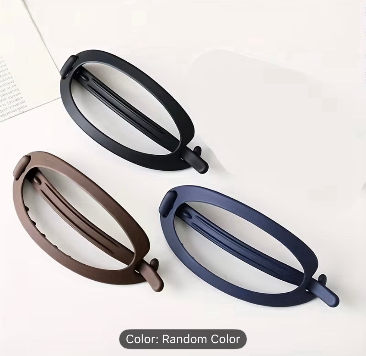 3pcs Multicolor Oval Plastic Hair Clips for Women, Teens, Casual