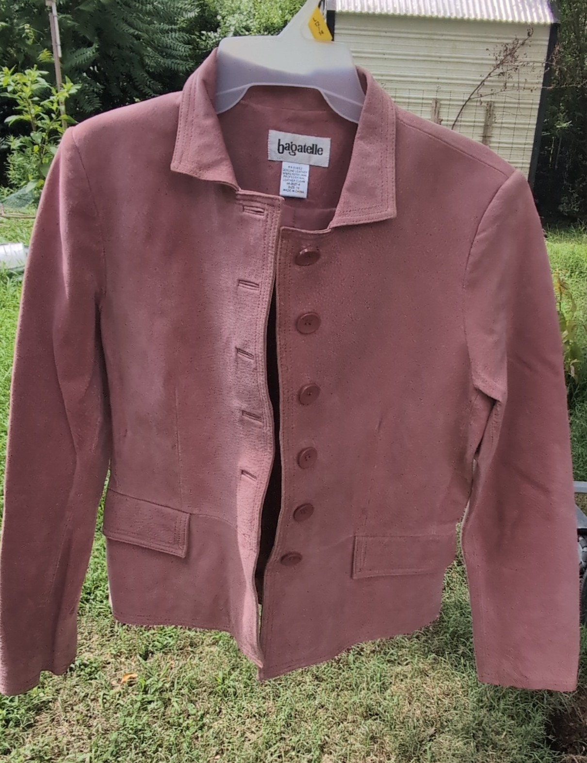 Vintage Bagatelle Pink Suede Leather Jacket Womens Size 10 90s Barbiecore