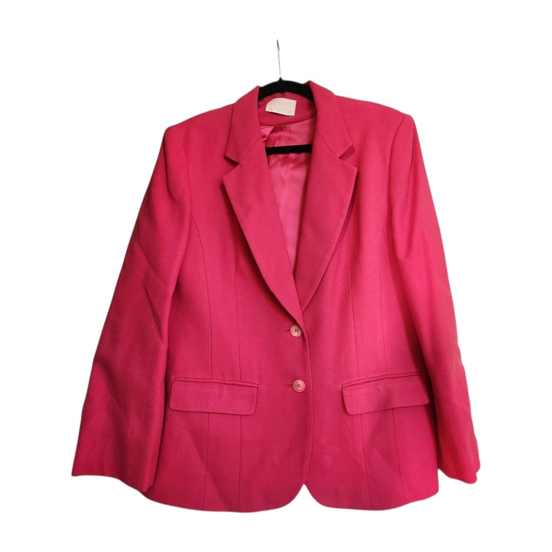 VINTAGE Pendleton Pure Virgin Wool Blazer Jacket Size 14 Hot Pink Fuchsia USA