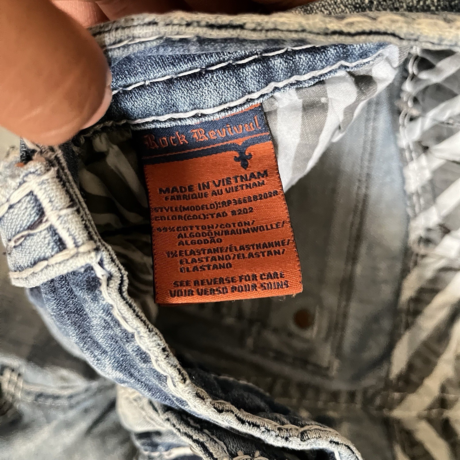 Rock Revival Mens “Tad” Bootcut Jeans Mens 31×30 Blue Denim *READ* FLAW