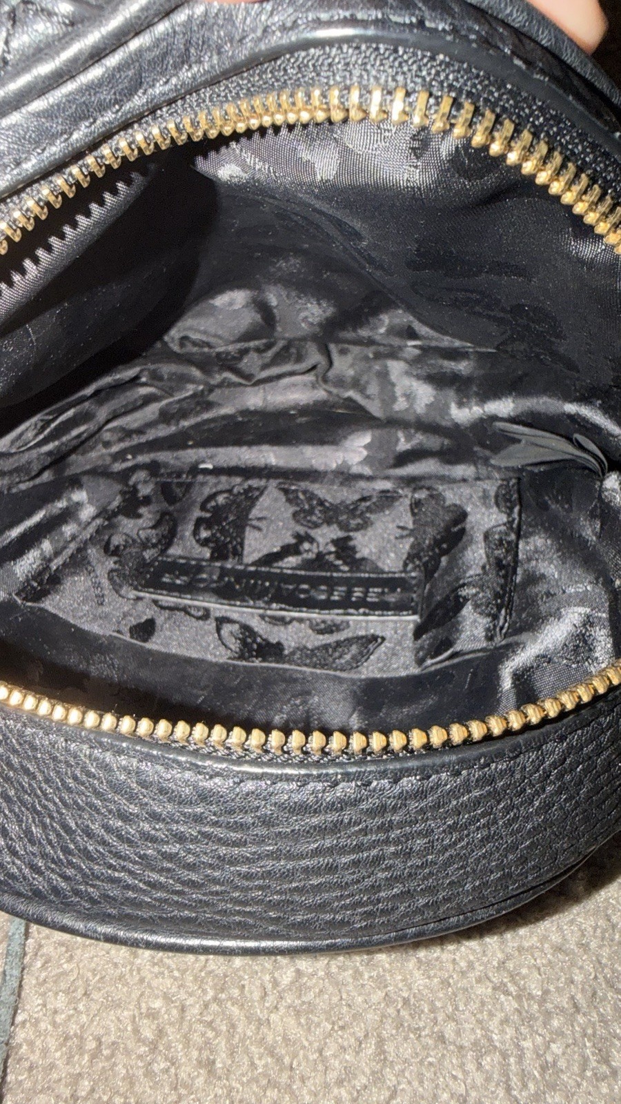 Rebecca Minkoff Black Round Studded Crossbody Bag Tassel Zip Gold Hardware