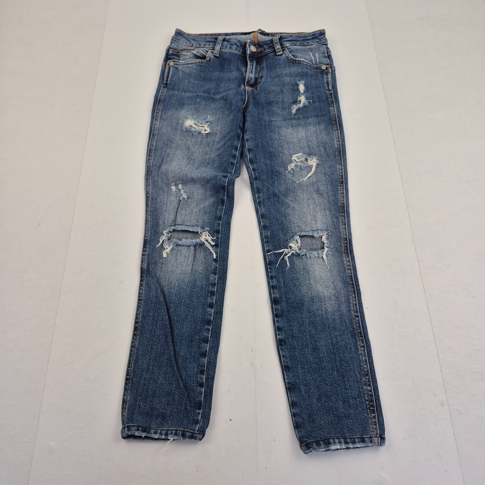 GUESS Jeans 10 W27 L24 Blue Womens Distressed Denim Cotton Blend Logo