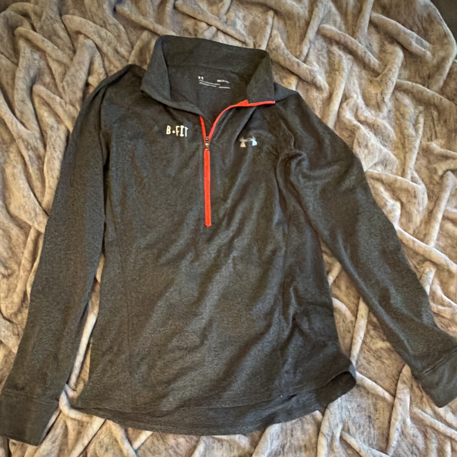 Under Armour HeatGear S Gray 1/4 Zip Long Sleeve Loose Mock Neck Pullover